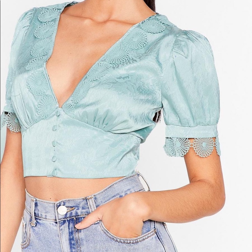 Nasty gal seaform green blouse size 4 NWOT #6 - Picture 3 of 8